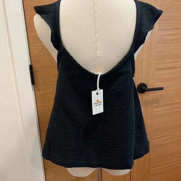 Marine Layer Women’s Jude Flutter Sleeve Tank Black Size XS - X-Large - NWT - Picture 4 of 5